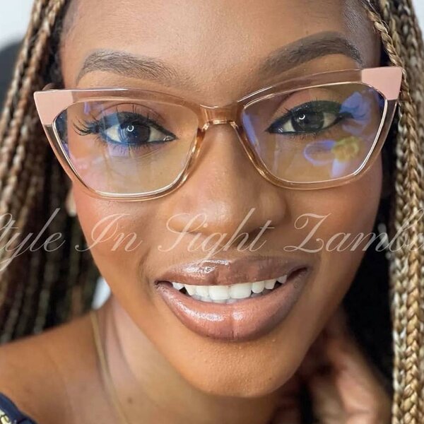 Image glasses, in glossy frame, for work at the computer and telephone with protection against screen radiation