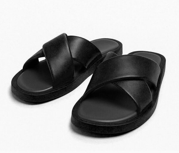 Sandales noires croisées homme