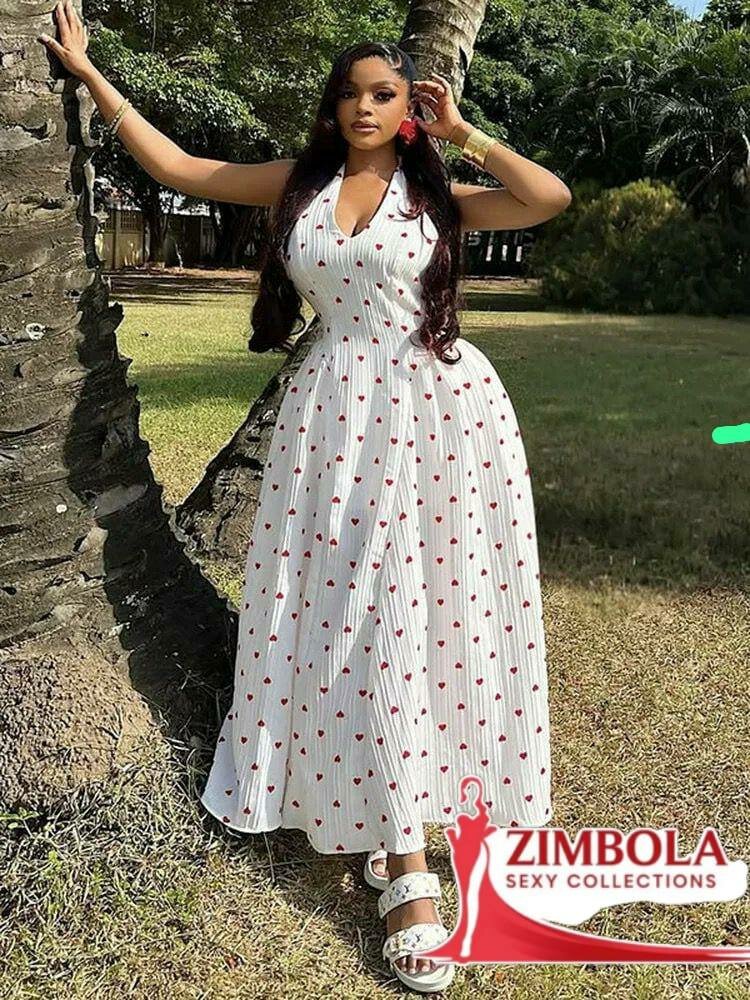 Robe longue à pois chic