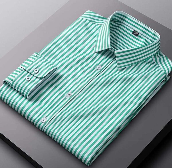 Chemise à rayures vertes homme