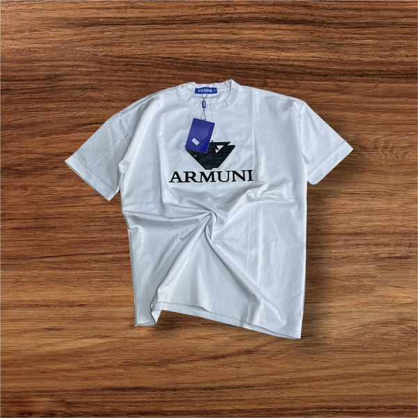 white t-shirt with black print