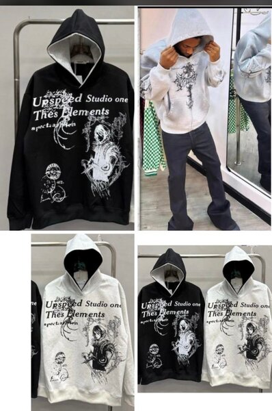 Sweat à Capuche Imprimé Moderne