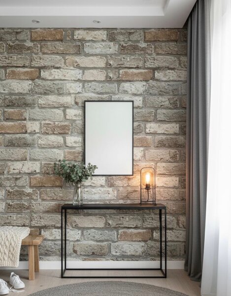 Papier peint effet brique