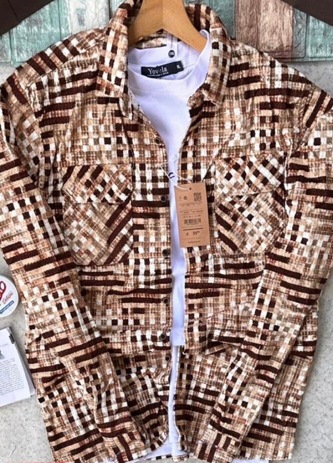 Veste en jean à carreaux