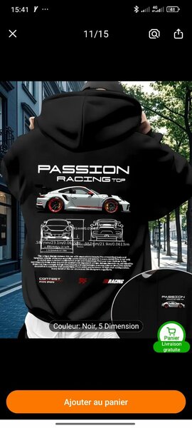 Sweat à capuche Racing Noir