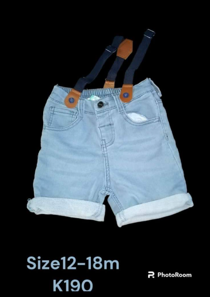 Denim shorts with suspenders
