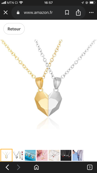 Collier Coeur Doré & Argenté