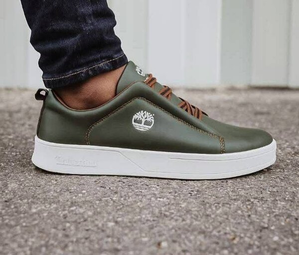 Sneakers en cuir vert homme
