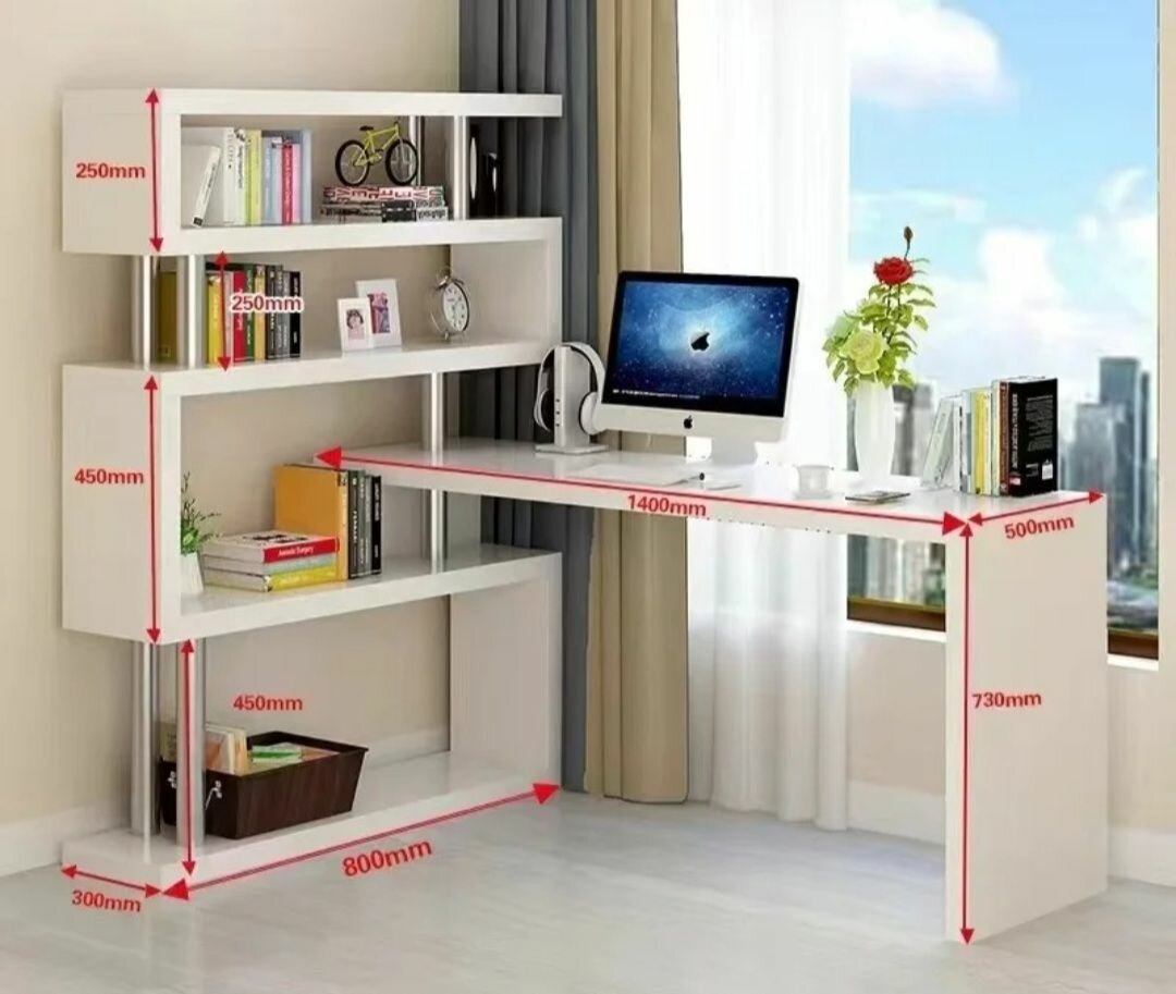 Bureau d'angle moderne avec étagères