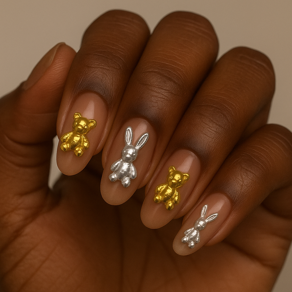 Ornements ongles 3D Ours Lapin