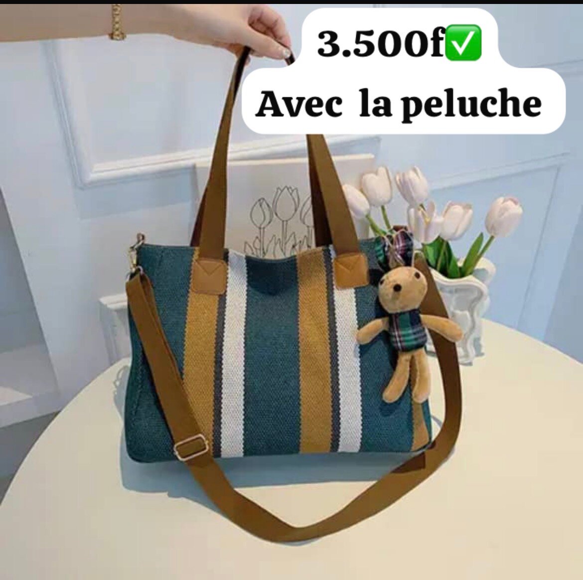 Sac cabas en toile rayé
