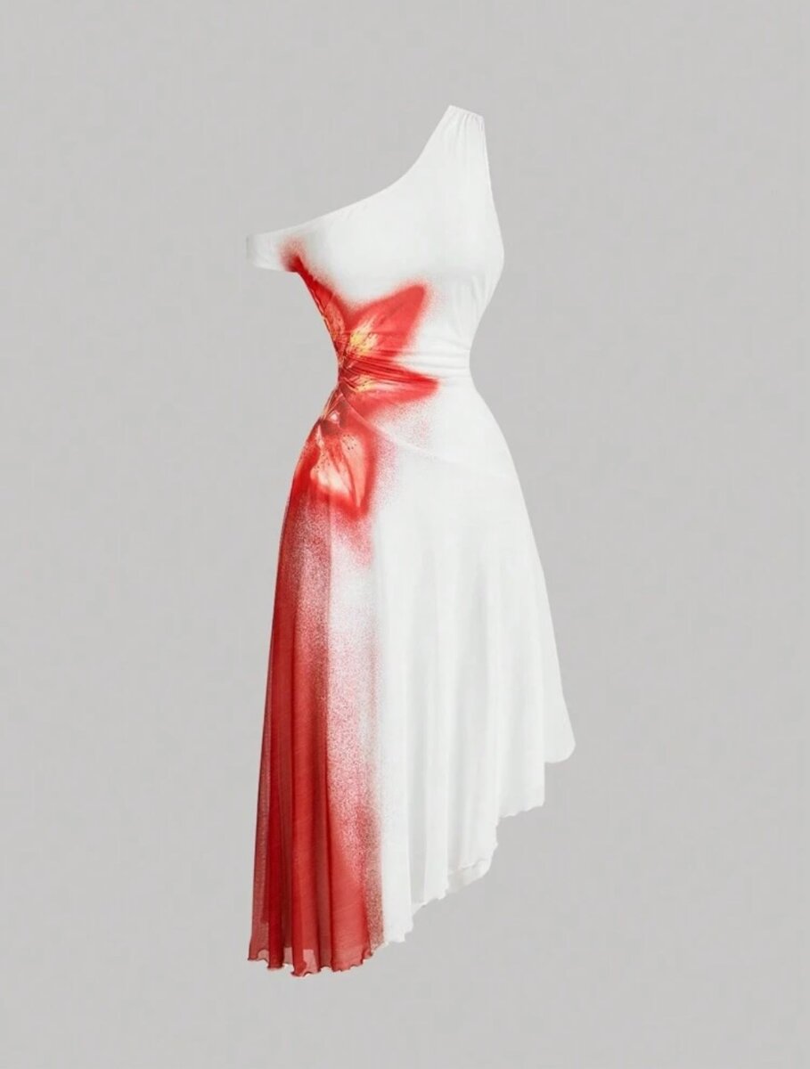 Women Red Floral Knit Dress