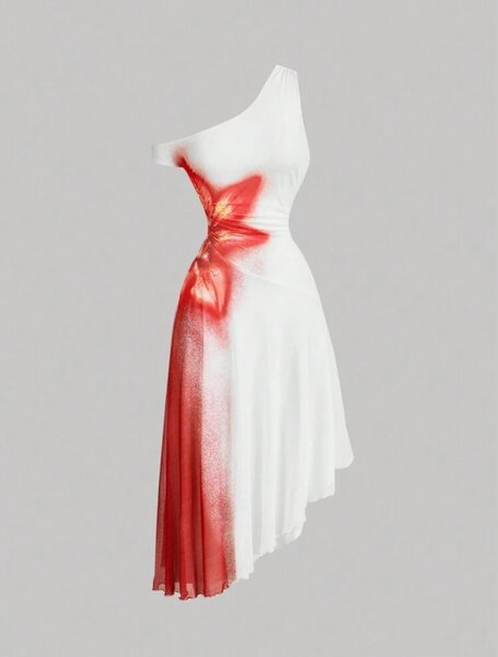 Women Red Floral Knit Dress