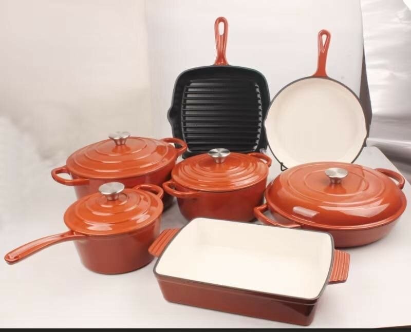 Ceramic heavy cast iron nonstick cookware set