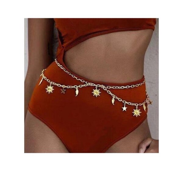 Ceinture chaîne dorée bohème