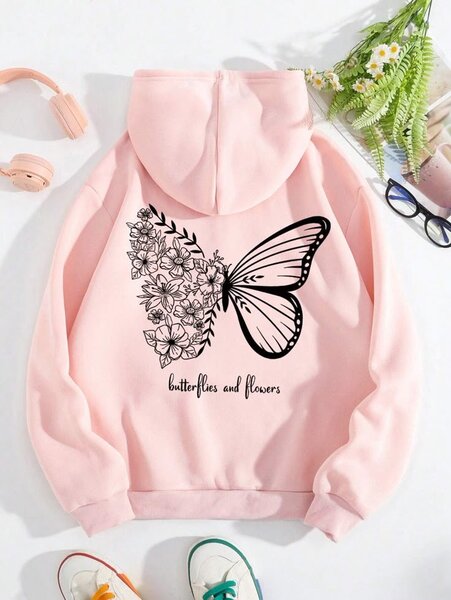 Sweat à capuche papillon femme