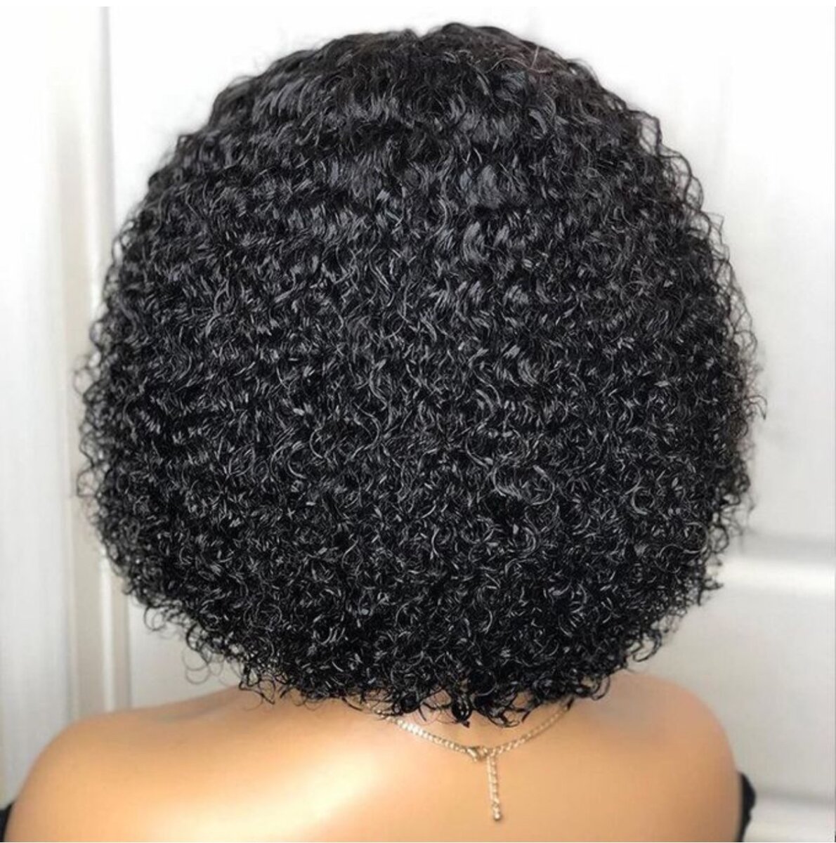 European and American wig set black middle part short curly