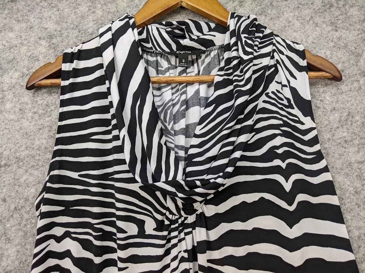 Express Black White Zebra Cowl Neck Mini Dress