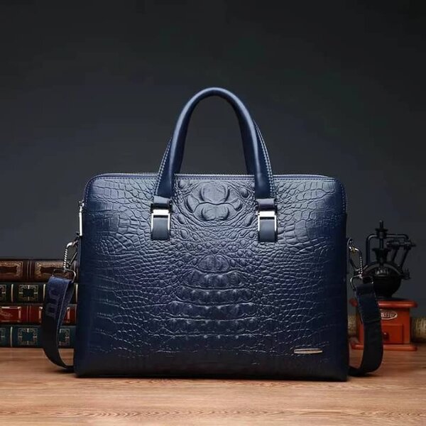 Sacoche en cuir bleu homme