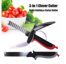 Pack of 2 Clever Cutter - Cutting Knife With Fixed Chopping Board 3 In 1