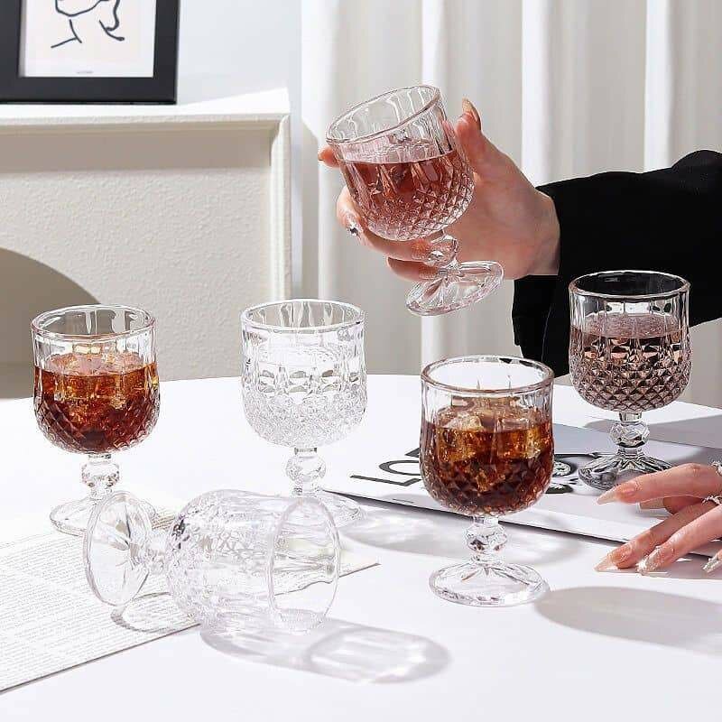 6 Transparent Wine Glass