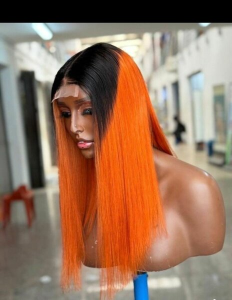 Perruque longue bicolore