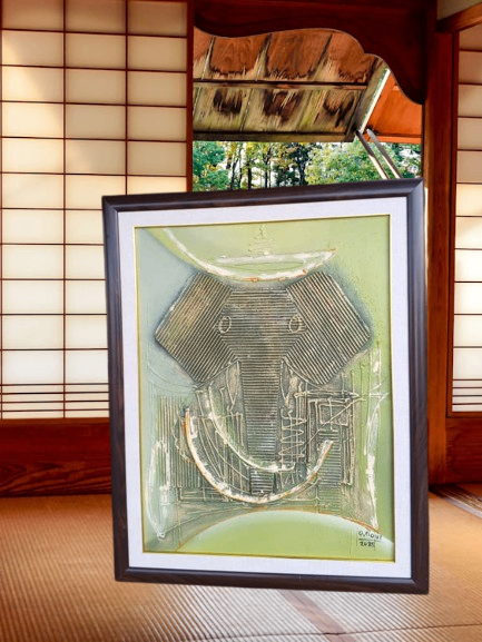 Tableau Éléphant en Relief