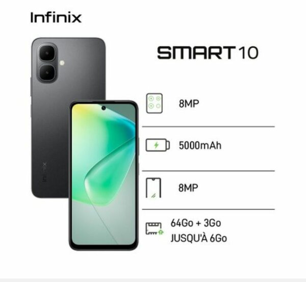 Infinix Smart 10 - 64Go, 5000mAh