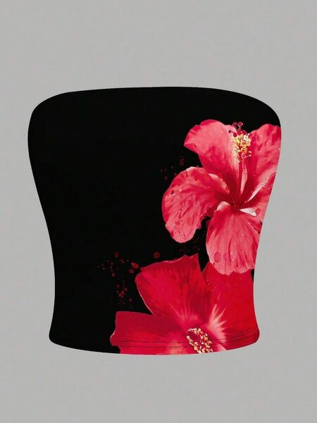 Top bustier floral femme