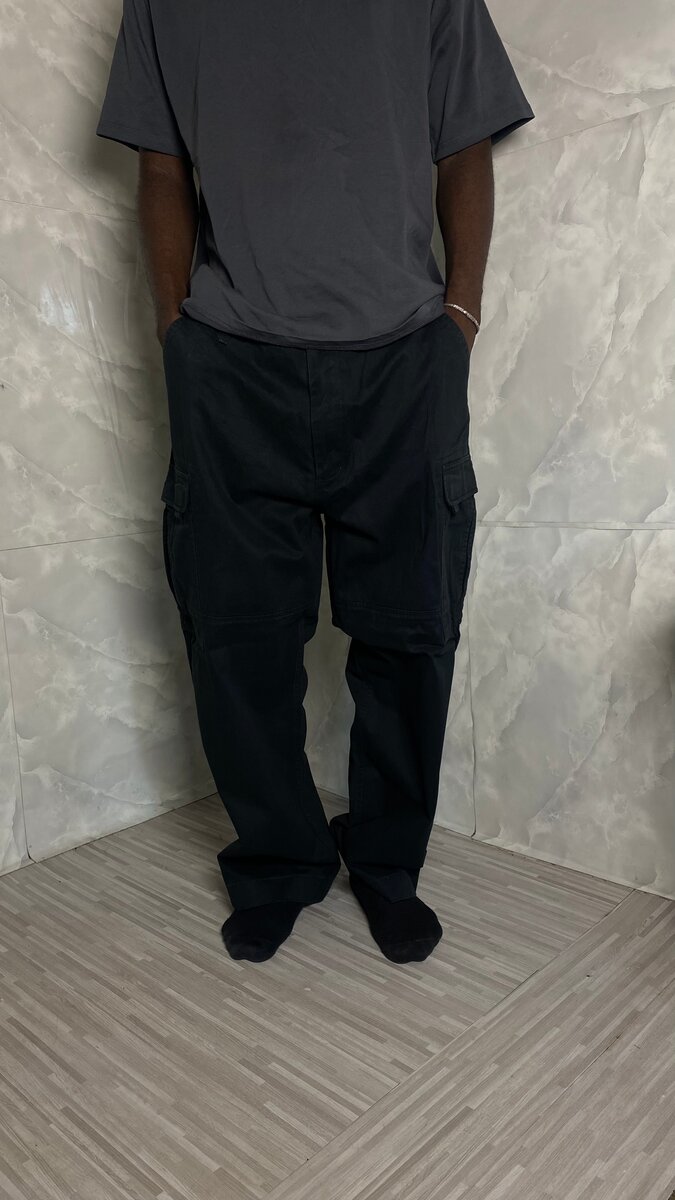 Pantalons cargo noirs homme