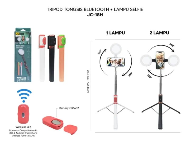 Wireless Live Bluetooth Selfie Stick with Remote Control