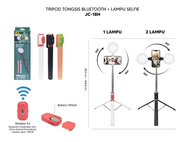Wireless Live Bluetooth Selfie Stick with Remote Control