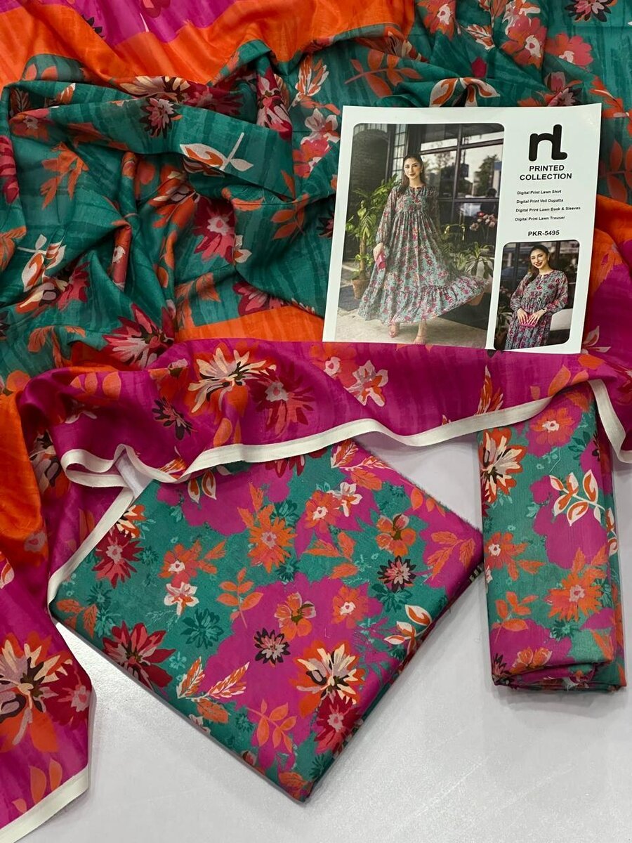 Printed lawn suit