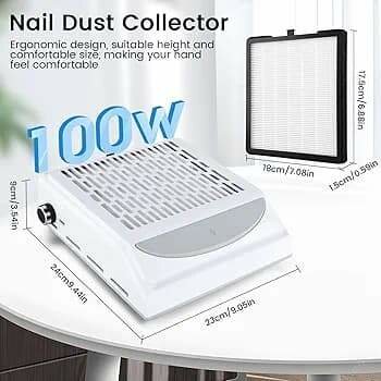 Aspirateur Ongles Professionnelle 100W,Avec Filtre,Usb Inter