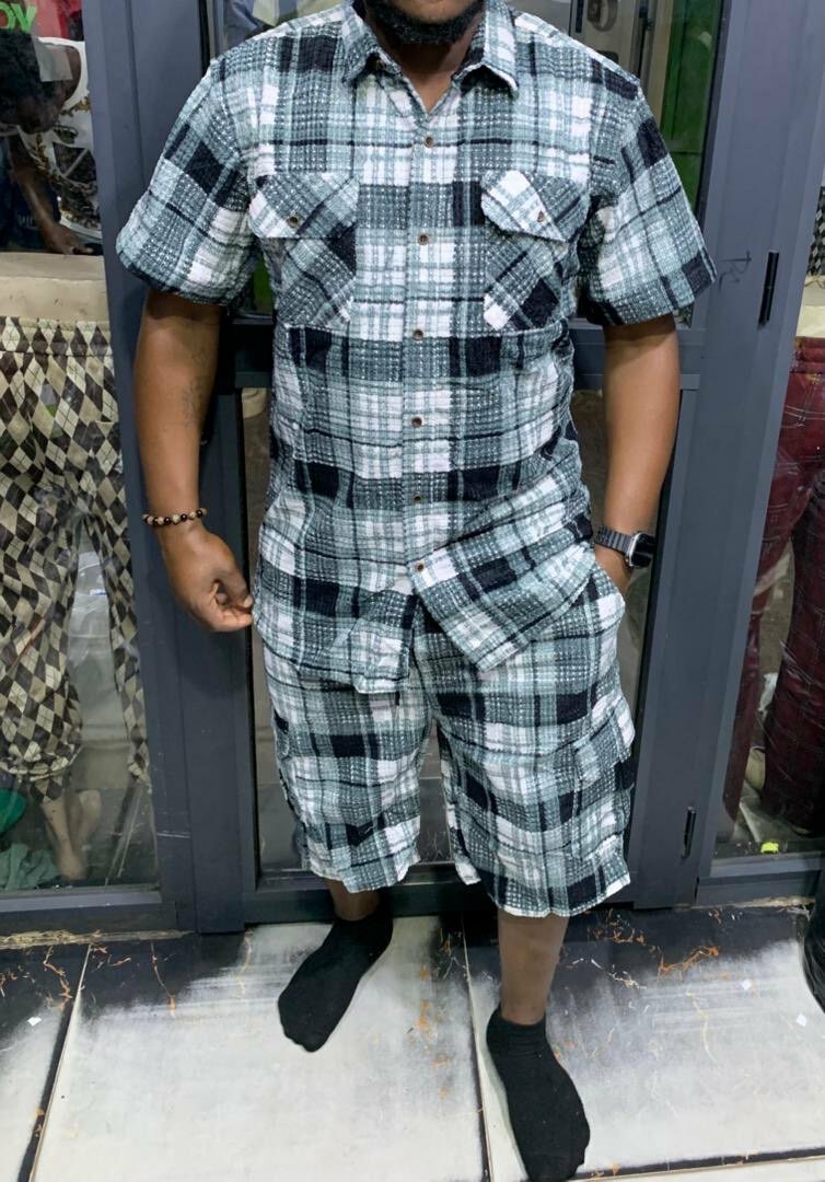 Set de Chemise et Short à Carreaux Homme