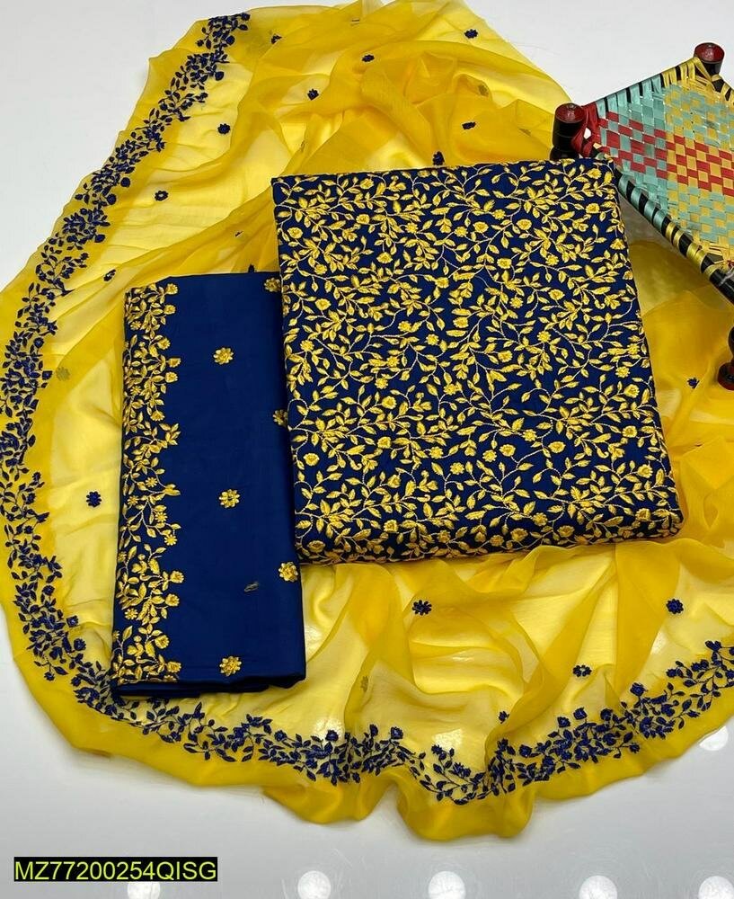 Loan embroidered dress unstich 3 piece