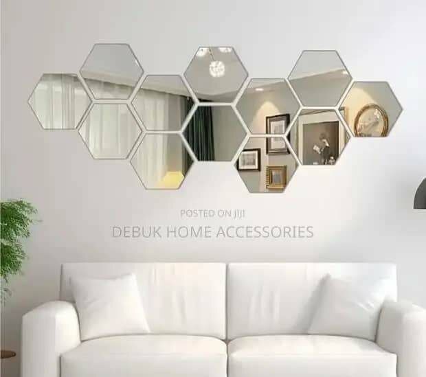 Miroirs muraux hexagonaux adhésifs