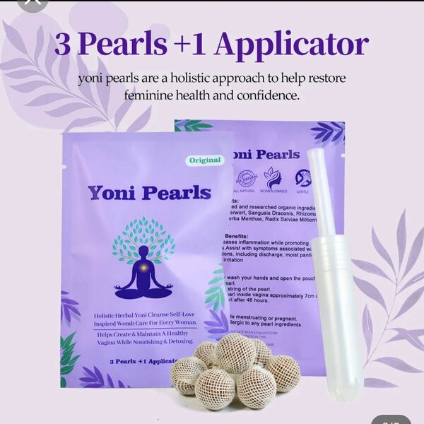 3 Pearls +1 Applicator  yoni pearls are a holistic approach to help restore feminine health and confidence. 