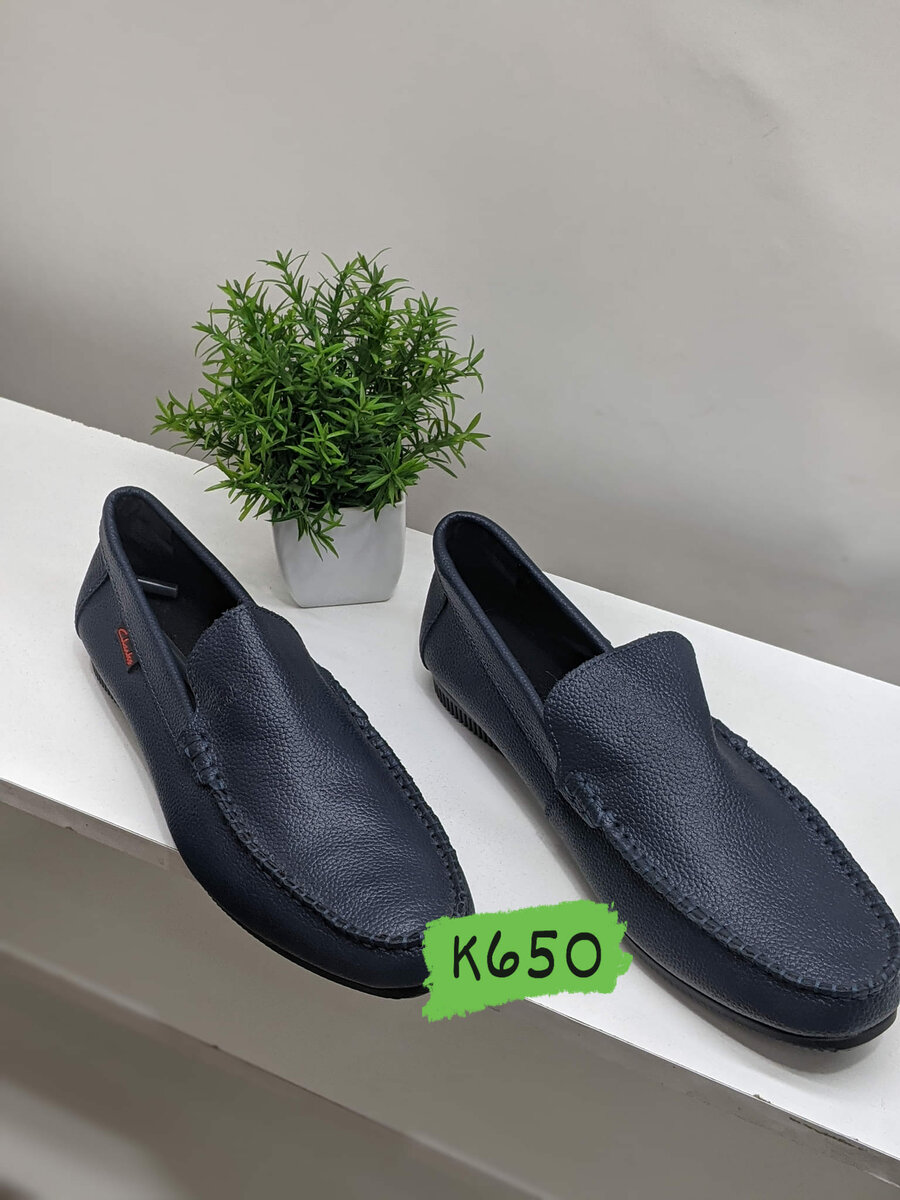 blue leather loafers