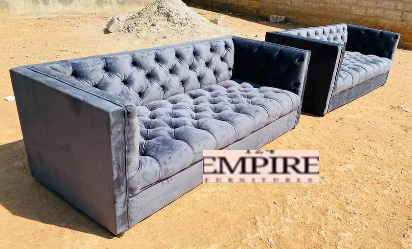 Sofa with grey upholstery
