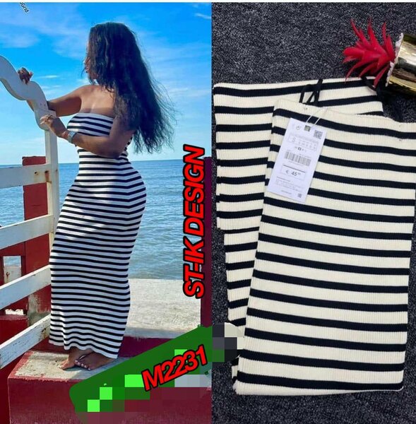 Robe Maxi Rayée Élégante