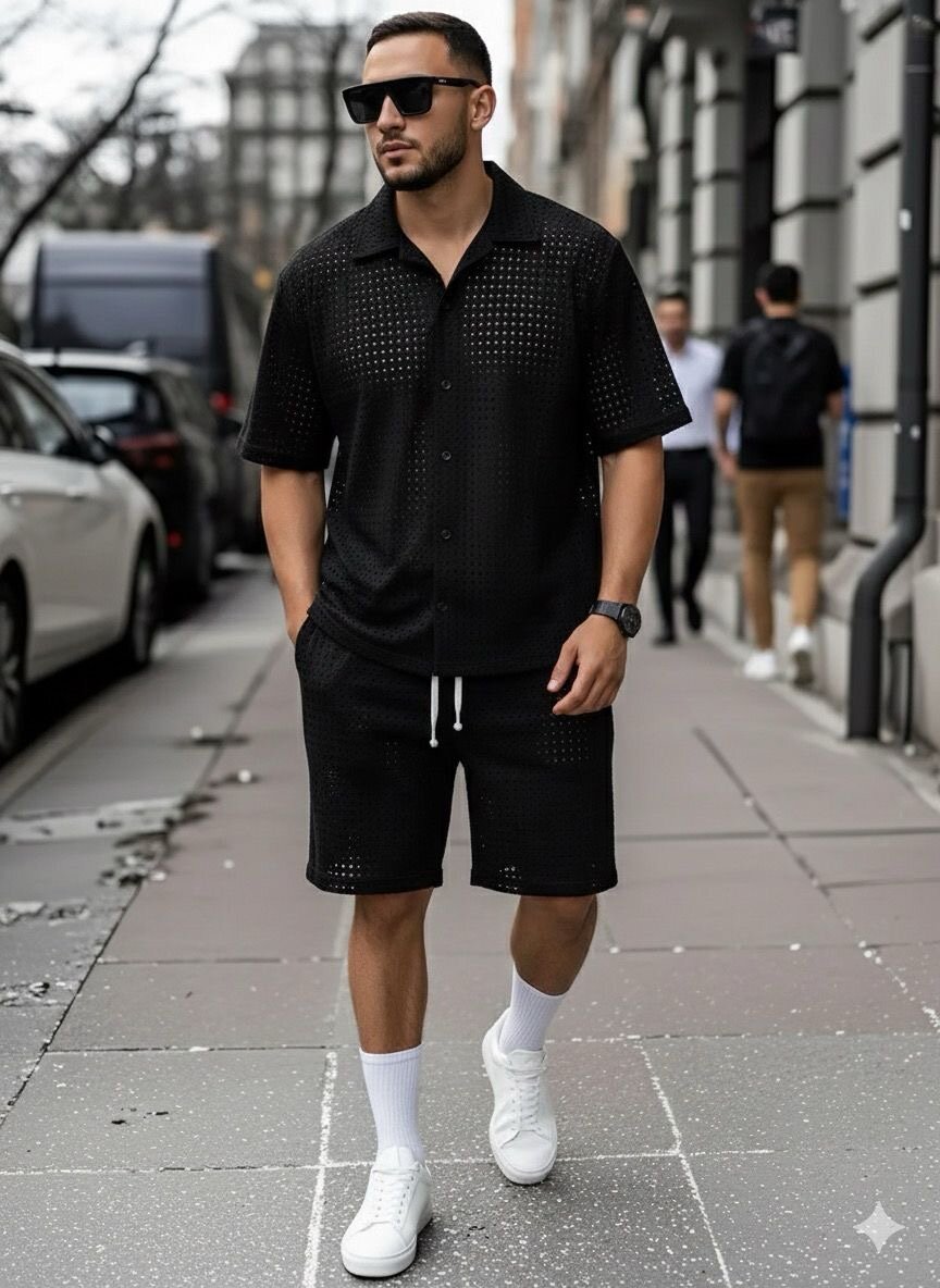 Ensemble short et chemise homme