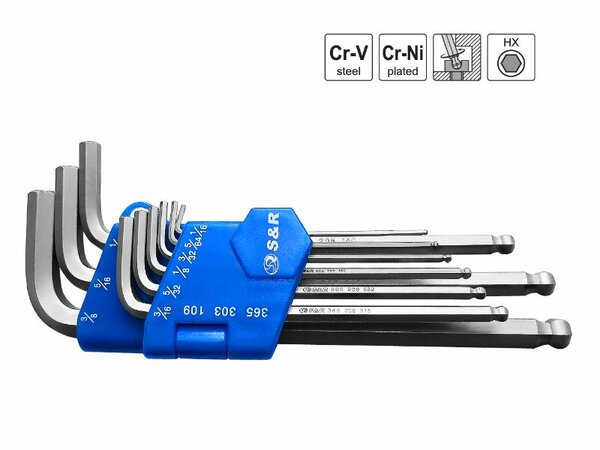 Jeu de clés Allen en acier Cr-V