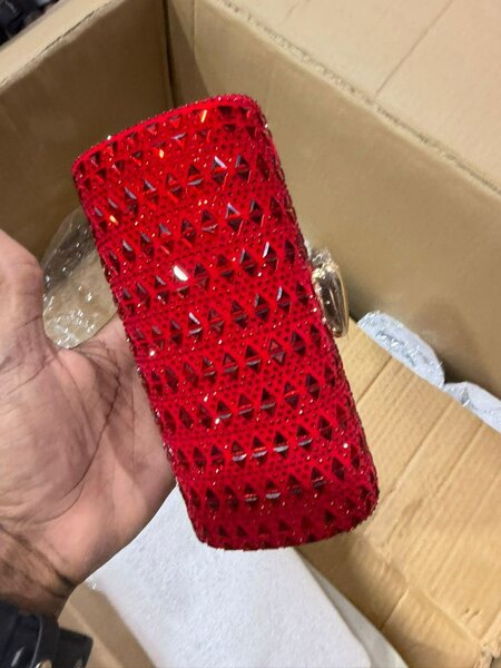 Pochette soirée rouge strass