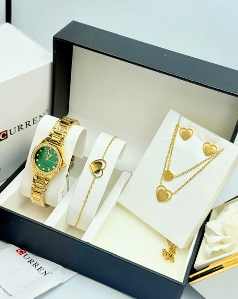 Ensemble montre et bijoux dorés