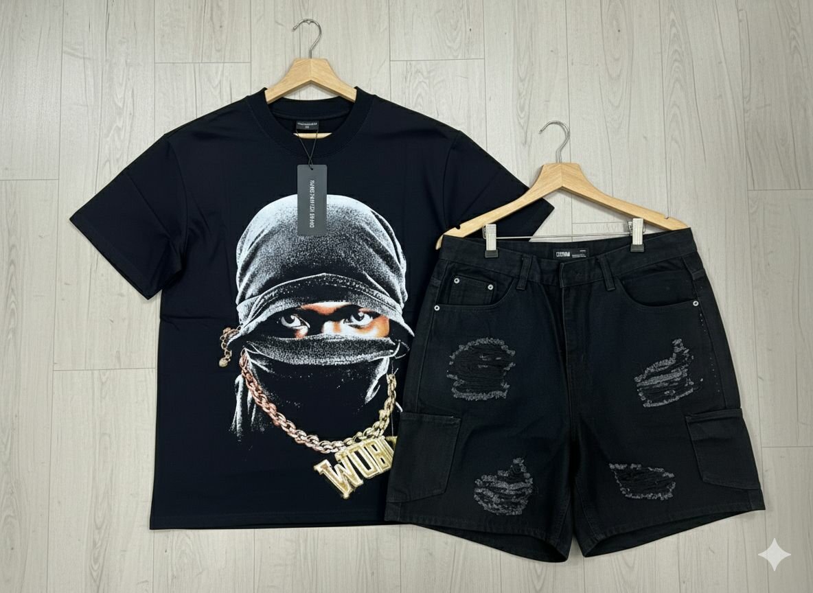 Ensemble T-shirt et Short Noir Style Urbain