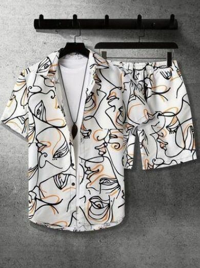 Ensemble chemise et short art abstrait