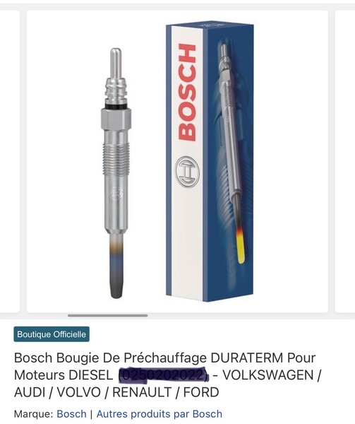 Bougie de Préchauffage Bosch Diesel
