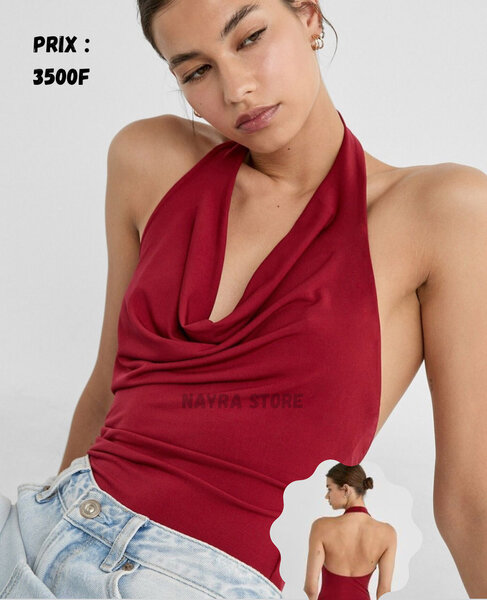Top dos nu rouge élégant