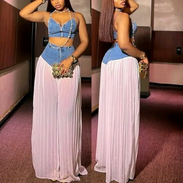 Top en denim avec jupe